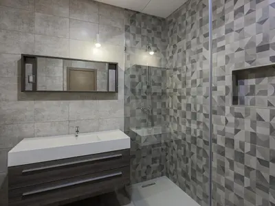 a bathroom with a sink and a glass shower at V4, Villa Jardins Branqueira7 near Beach, Albufeira in Albufeira