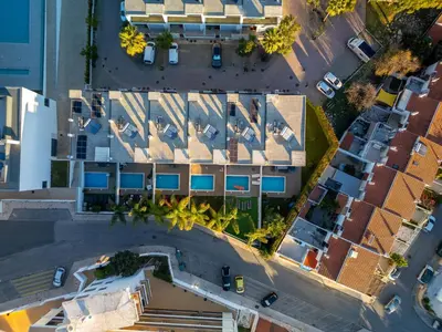 an overhead view of a building with a parking lot at Casa ALBUFEIRA SUNSET in Albufeira