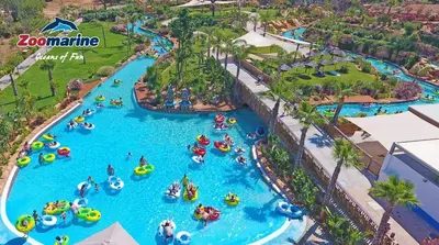 an aerial view of a water park at a resort at Albufeira-Sea View/pool Casa Sara Linnea 1bedroom in Albufeira