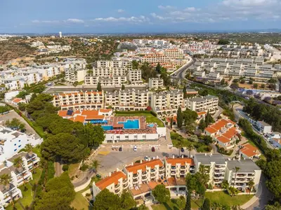 an aerial view of a city with buildings at Albufeira Jardim Sun Deck Studio in Albufeira