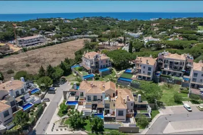 an aerial view of a large house at Vale do Lobo Algarve,Exclusive Private Pool Villa in Vale do Lobo