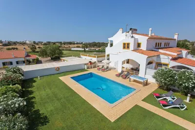 an aerial view of a villa with a swimming pool at Villa Carlos by Villa Plus in Galé