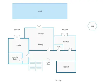 a floor plan of a house at Villa Casa Gardenia by Villa Plus in Galé