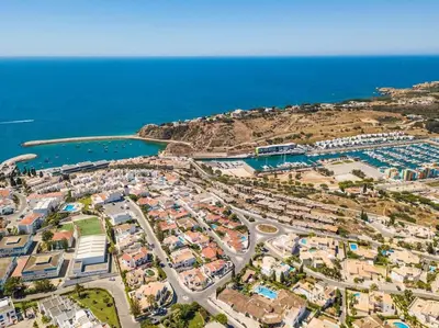 an aerial view of a resort next to the ocean at White Studio - Ocean View in Albufeira