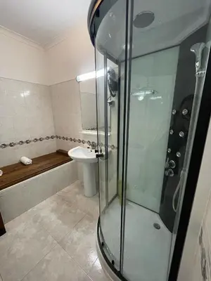 a bathroom with a shower and a toilet and a sink at Apartamento T1 todo equipado in Albufeira