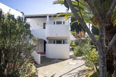 a view of the house from the garden at Welcoming Oasis 500m Beach AC Wi-Fi Pool Balcony in Albufeira