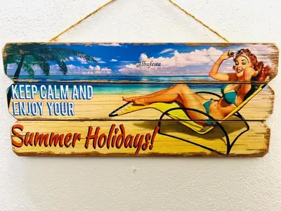 a sign that says keep calm and enjoy your summer holidays at Point Apartament Praia da Oura in Albufeira