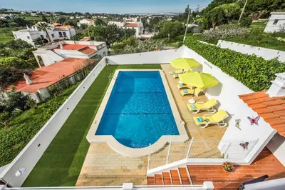 an overhead view of a swimming pool on a house at Casa Miranda in Albufeira