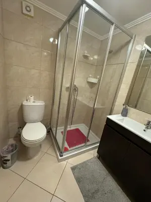 a bathroom with a shower and a toilet and a sink at Villa Martin in Albufeira