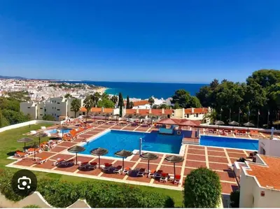 an aerial view of a resort with a swimming pool at Bela Vista in Albufeira