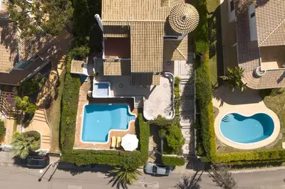 an overhead view of a house with a swimming pool at Vila Norte - Private Pool by HD PROPERTIES in Vilamoura