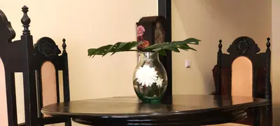 a vase with flowers sitting on a table at Grand Studio 56 in Faro