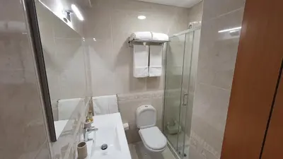 a bathroom with a toilet and a sink and a shower at Villa Falésia casa da Sobreira in Albufeira