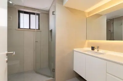 a bathroom with a sink and a shower at MILA - Vilamoura in Vilamoura