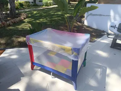 a plastic container sitting on top of a patio at Balaia Golf Village apt 105 in Albufeira