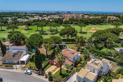 an aerial view of a house and a park at Villa Casa Jasmim by Villa Plus in Quarteira