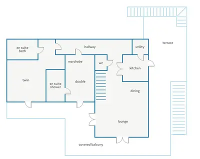 a floor plan of a building at Villa Casa Petunia by Villa Plus in Albufeira