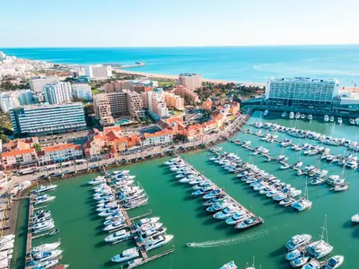 an aerial view of a harbor filled with boats at Apartment Portofino 1 by Algarve Vacation in Vilamoura