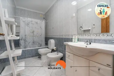 a bathroom with a sink and a toilet and a shower at #230 Only Families - Flat A Flor by Home Holidays in Albufeira