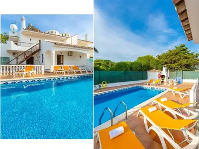 a villa with a swimming pool and a house at Villa Praia in Albufeira