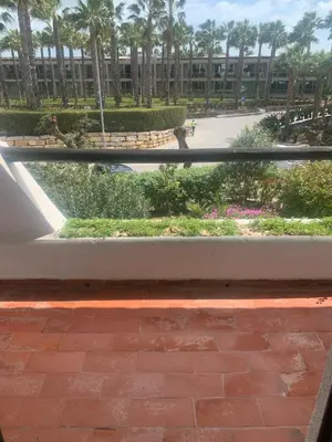 a view of a park from a window at Apartamento Perfect Holidays in Albufeira