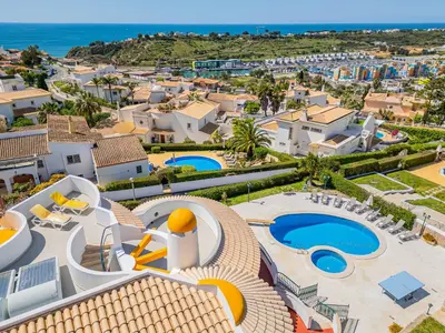 an aerial view of a resort with a swimming pool at Villa Atlantida by Atlantic Places in Albufeira