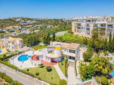 an aerial view of a villa with a swimming pool at Villa Atlantida by Atlantic Places in Albufeira