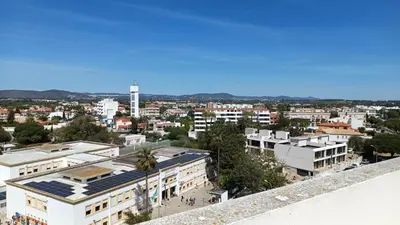 an aerial view of a city with buildings at Quarteira Apartment with views in Quarteira