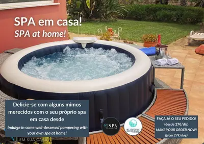 an advertisement for a spa tub in a yard at Central Apartment by Ocvillas in Albufeira