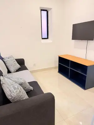 a living room with a couch and a flat screen tv at OuraFlats in Albufeira