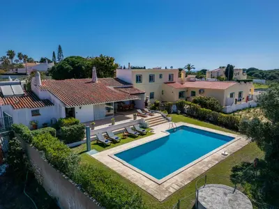 an aerial view of a house with a swimming pool at Villa Rosa by Interhome in Sesmarias