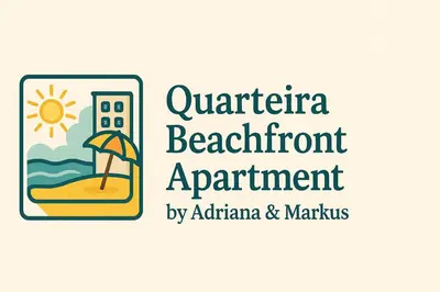 a sign for a beachfront apartment with a picture of a beach at Adrimar - Beachfront Sea View 2BR Apartment in a prime location in Quarteira