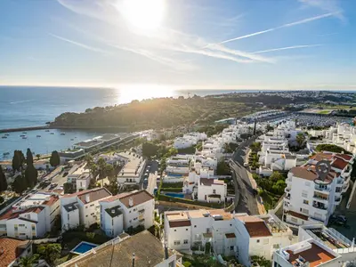 an aerial view of a city and the ocean at Apartment Atlas in Albufeira