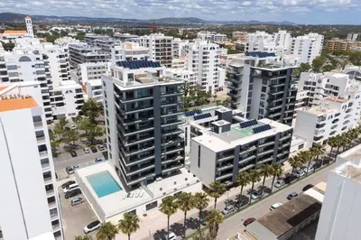 an aerial view of a city with tall buildings at Terraccos de Quarteira Silver by Real Properies in Quarteira