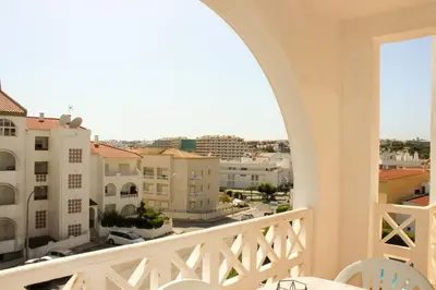 a view of the city from a balcony at Alta Oura 2 in Albufeira