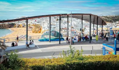 a view of a beach with a crowd of people at Casita 9 in Albufeira