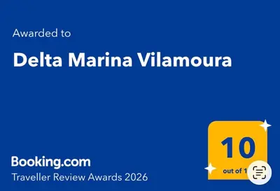 a yellow square with the words delta marina viviana at Delta Marina Vilamoura in Quarteira