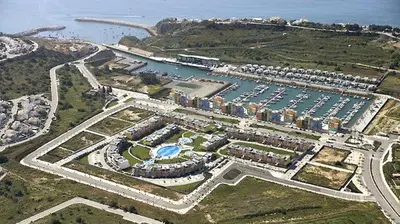 an aerial view of a harbor with a marina at APT T2 - Marina de Albufeira in Albufeira