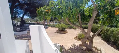 a white fence and a tree in a yard at Quinta do Lagar - 08 in Albufeira