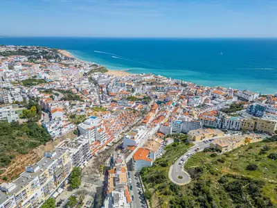 an aerial view of a city next to the ocean at Apartment Solera in Albufeira