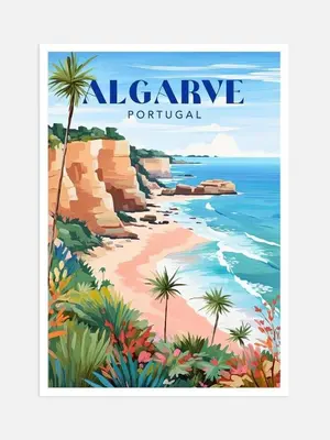 a poster of a beach in alcazar portugal at Fabulous Praia dos Pescadores in Albufeira