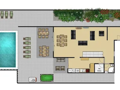 a floor plan of a villa with a pool at Holiday Home Chalet Villa Oceano mit privatem Pool by Interhome in Albufeira