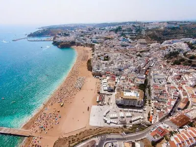 an aerial view of a beach and the ocean at Apartment Wohnung mit Balkon by Interhome in Albufeira