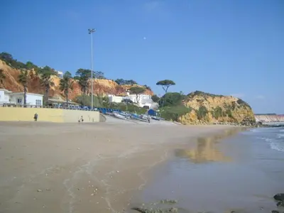 a view of a beach with the ocean and houses at Apartment Wohnung mit Balkon by Interhome in Albufeira