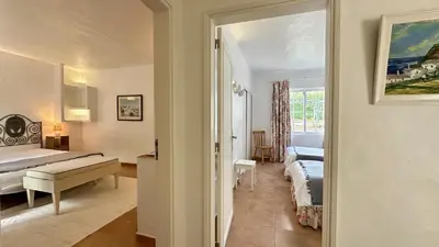 a bathroom with a shower with a glass door at Villa Morocco with Heated Private Pool for 12 Guests in Albufeira in Albufeira