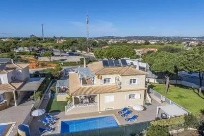 an aerial view of a house with a swimming pool at Villa Caly by Villa Plus in Roja- Pé