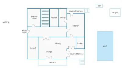 a floor plan of a house at Villa Caly by Villa Plus in Roja- Pé