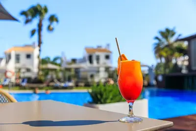 an aerial view of the pool at the resort at Apartamentos Honorio - Pool and Garden in Vilamoura