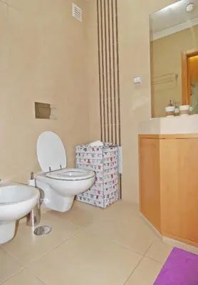 a bathroom with a toilet and a sink at Apartamento Olhos D'Água in Albufeira