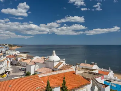 an aerial view of a town and the ocean at Studio Dream View 50m from the beach by Interhome in Albufeira